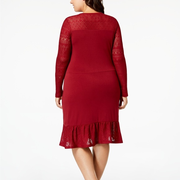 Michael Kors Plus Size Lace Hem & Sleeve Dress - Picture 2 of 7